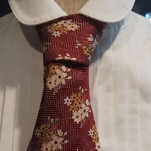 Floral Patterned Red Tie For Women